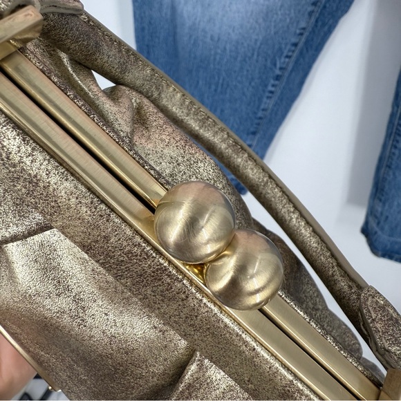 Antonio Melani vintage style W/a kiss-lock closure metallic  Gold mini Handbag